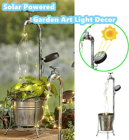 Solar Garden Lights Outdoor Decor, Metal Watering Can Solar Lights Outdoor Waterproof for Yard Lawn Patio Pathway, Decorative Outdoor Decor Gardening Gifts for Women Mom Grandma