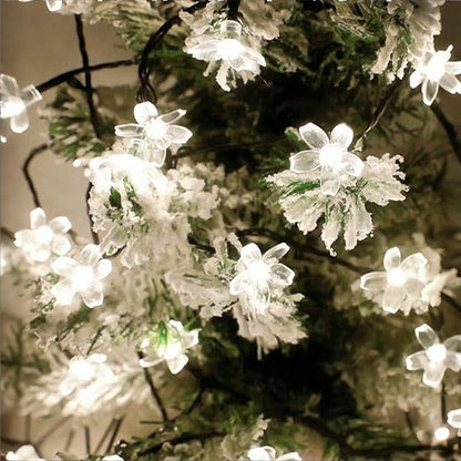 Solar String Lights, 50 LED Outdoor Flower Patio Lights Waterproof, Fairy Lights for Outside Patio Garden Fence Yard Christmas Tree Decor, Pure White