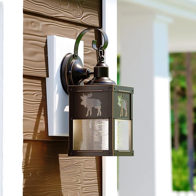 VAXCEL 2-Pack Yellowstone 12.75 in. H 1-Light Burnished Bronze Rustic Moose Outdoor Wall Sconce, Durable Steel | Lumora