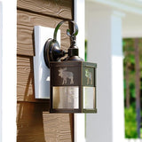 VAXCEL 2-Pack Yellowstone 12.75 in. H 1-Light Burnished Bronze Rustic Moose Outdoor Wall Sconce, Durable Steel | Lumora