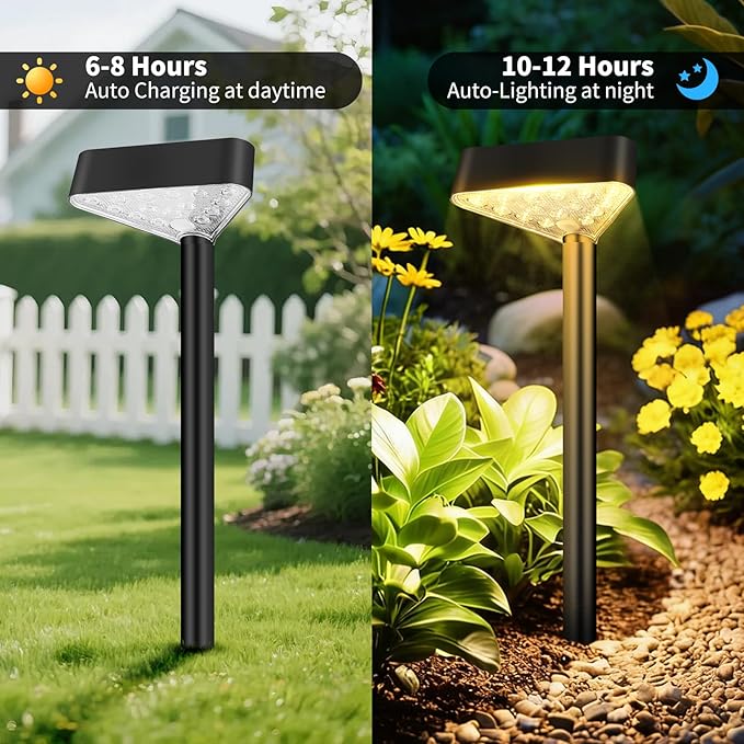 Solar Pathway Lights Outdoor, Bright LED Solar Landscape Lights, Waterproof Solar Garden Lights for Yard, Patio, Walkway, Lawn, Driveway(Warm White, 8 Pack)