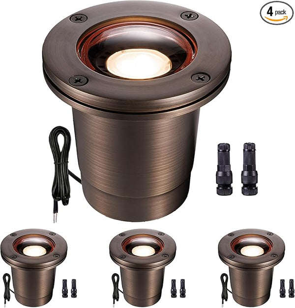 Gardenreet Low Voltage Brass Well Lights - Ip67 Waterproof 12V LED In-Ground Outdoor Light, All Weather Wired | Lumora