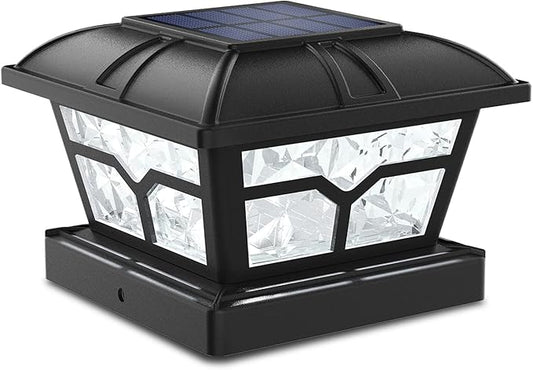 SIEDiNLAR Solar Post Cap Lights Outdoor 2 Color Modes 8 LEDs for 4x4 5x5 6x6 Posts Fence Patio Deck Decoration Warm White & Cool White Lighting Black (1 Pack)