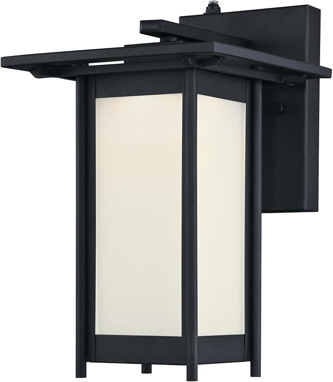 Westinghouse 6361100 Clarissa One-Light Led Outdoor Wall Fixture with Dusk to Dawn Sensor, Textured Black