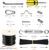 String Lights Hanging Kit with 197Ft Nylon Coated, 304 String Light Cable, Shade Sail Hardware kit, Outdoor Light | Lumora