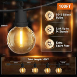100Ft Chirstmas LED G40 Globe Outdoor String Lights Waterproof Patio Lights with 52 Shatterproof Warm White Bulbs | Lumora