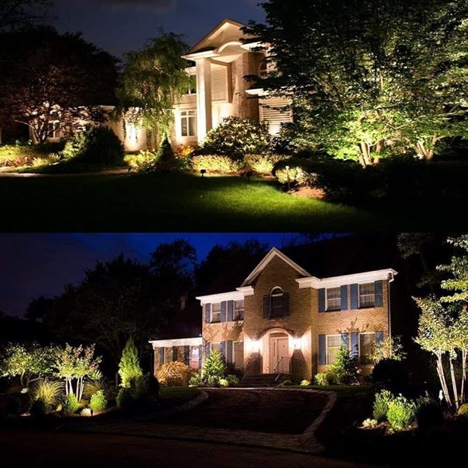 Youngine Pack of 2, 12V Low Voltage LED Landscape Lights Waterproof Outdoor Walls Trees Flags Spotlights 5W COB Garden Yard Path Lawn Light with Spike Stand (Warm),NO Plug