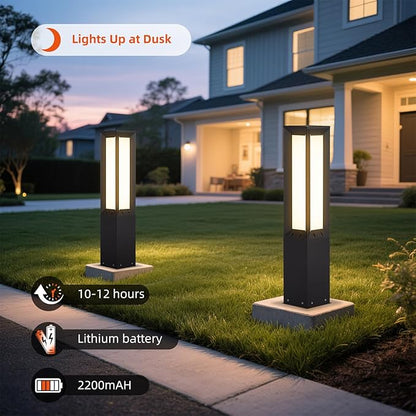 Solar Pathway Lights Outdoor, 31.5" Solar Bollard Light Outdoor, IP65 Waterproof Landscape Path Lights, 3000K LED Driveway Light, Modern Commercial Pathway Lighting for Walkway Garden Lawn Patio