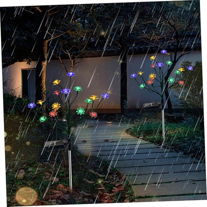 balacoo 2pcs Lotus Tree Branches Lights Solar Pathway Garden Decor High Brightness Rainproof Energy Saving