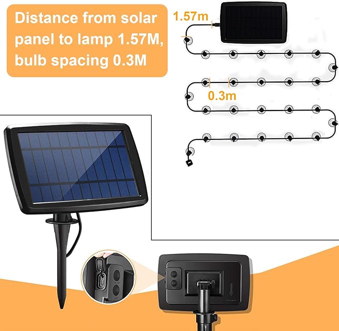 cjc Outdoor Solar String Lights Waterproof 25FT with 25 Shatterproof ST38 LED Bulbs, 2700K Solar Lights Outdoor | Lumora