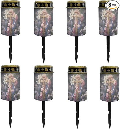 Solar Outdoor Lights Solar Lights Waterproof Solar Cross for Cemetery Garden Stake Lights Solar Pathway Lights for Yard Driveway Decoration Landscape Lighting Spotlights-Warm White Lights