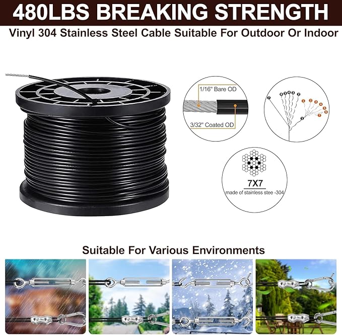 Upgraded Outdoor String Light Hanging Kit, 350ft Globe String Light Suspension Kit w/Expansion Hook, Stainless | Lumora