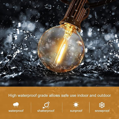 LED 30FT Outdoor String Lights with Remote Waterproof Patio Lights Dimmable 27 Shatterproof G40 Bulbs, Globe String Lights Decorative Balcony Bistro Gazebo Porch Cafe Lights