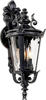 John Timberland Casa Marseille European Outdoor Wall Light Fixture Textured Black French 21 3/4" Clear Hammered | Lumora