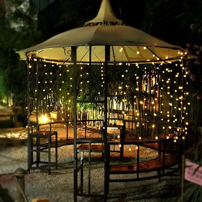 Toodour Solar String Lights Outdoor, 36ft 60 LED Globe String Light with 8 Mode, Waterproof Crystall Ball Lights Solar Patio Lights for Garden, Lawn, Patio, Gazebo, Yard, Outdoor Decor - Warm White