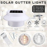 16 Pcs Solar Powered LED Gutter Lights 3 LED Deck Gutter Solar Lights Outdoor Waterproof LED Garden Yard Wall Lamp | Lumora