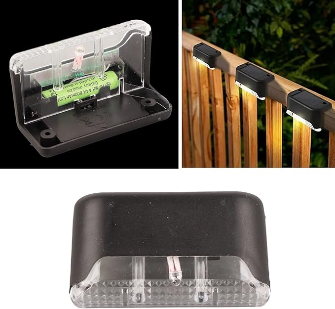 Topyond 4 Pcs Outdoor Lights for Patio Solar Step Light White Lighting Waterproof High Strength Solar LED Deck Light Outdoor Stair Lamp