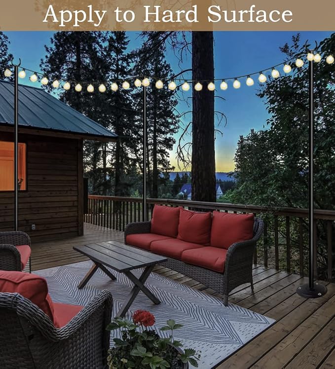 10ft String Light Poles for Outdoors, Outside Light Poles for Hard Ground Surface, Backyard, Patio, Outdoor | Lumora