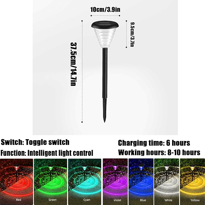Solar Pathway Lights Outdoor,Color Changing+Warm Lights LED,Home Outdoor Waterproof Villa Garden Landscape Decoration Outdoor Garden Lights,Auto On/Off,Ultra Bright,Black,1pcs