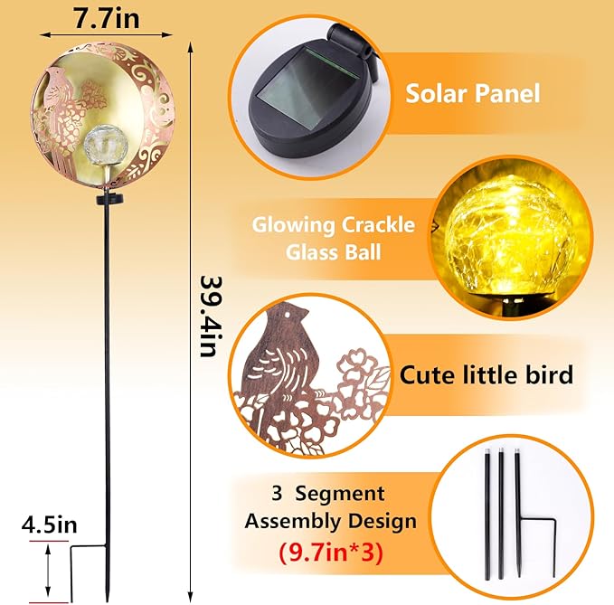 Unique Birthday Gifts for Women Mom Grandma,Solar Cardinal Garden Lights Outdoor Decor,Housewarming Gifts New Home for Patio, Lawn, Yard, Pathway