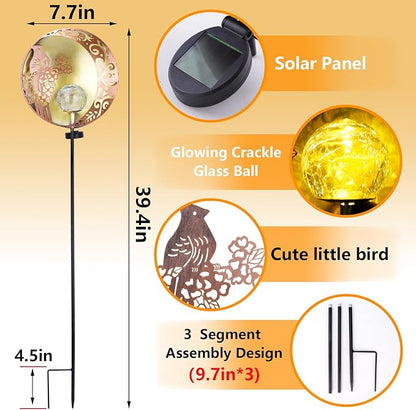 Unique Birthday Gifts for Women Mom Grandma,Solar Cardinal Garden Lights Outdoor Decor,Housewarming Gifts New Home for Patio, Lawn, Yard, Pathway