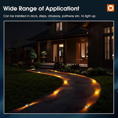 addlon Solar Dock Lights Marine 12 Pack, 2CCT Outdoor Driveway Marker Deck Lights, IP67 Waterproof, Solar Powered Deck Light for Pathway Warning Step Sidewalk Patio, Warm White & Cool White, FCC