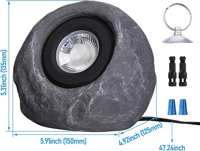 LEONLITE 5CCT Decorative Stone Light Outdoor, 5W LED Low Voltage Landscape Lighting for Garden, Yard, 12-24V AC/DC | Lumora