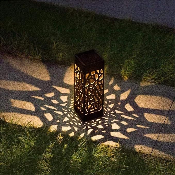 Ulalaza 4Pcs Solar Pathway Lights Retro Hollow Ground Light LED Outdoor Lighting Lights for Path Landscape Lawn Yard (White)