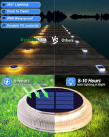 Solar Step Lights Outdoor Waterproof, 4 Pack Warm White Flat Lights Solar Powered for Outside Stair, Deck, Dock | Lumora