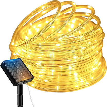 btfarm Solar Rope Lights Outdoor, 120LED 46FT Solar String Lights Outside Waterproof, 8 Lighting Modes Solar Powered Strip Tube Light for Garden Tree Christmas Yard Party Wedding Decor, Warm White