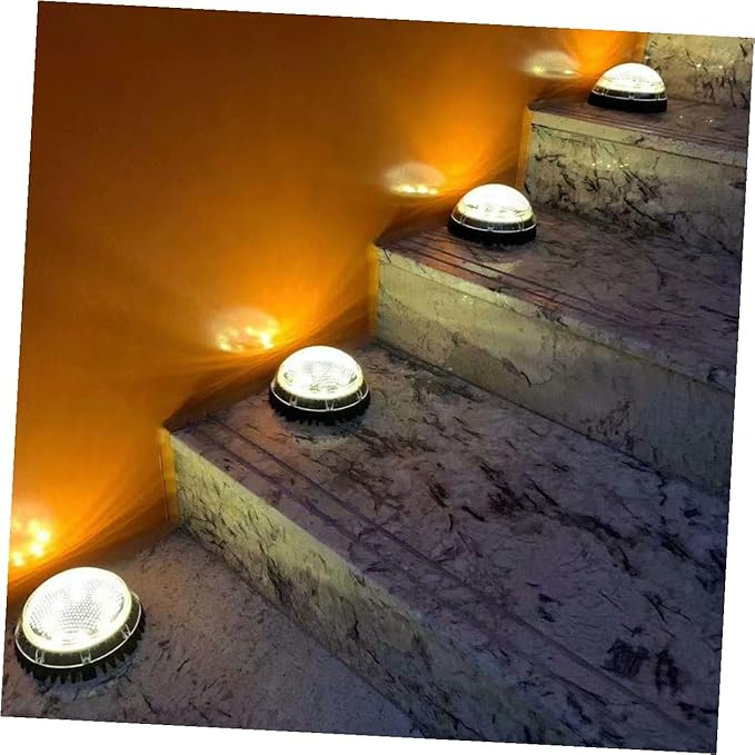 4pcs Solar-Powered LED Outdoor Ground Lights for Garden and Lawn, Warm White Disc In-ground Landscape Lighting | Lumora