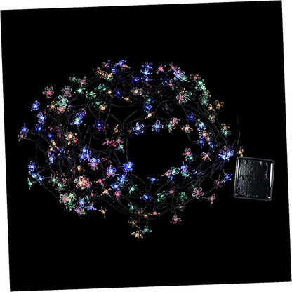 Solar Cherry Blossom String Lamp Outdoor LED Colorful Flower Shape Solar Powered String Lights for Patio Garden Holiday Decoration