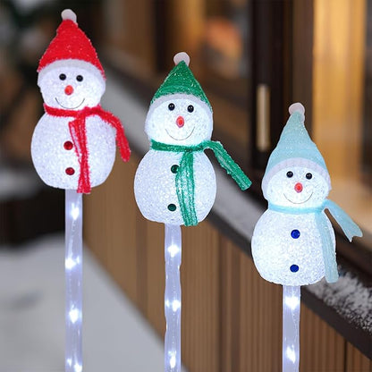Dazzle Bright Solar Christmas Pathway Lights Outdoor, 6 Pack White LED Snowman Stake Lights Christmas Decorations, Waterproof Solar Walkway Landscape Light for Xmas Patio Yard Garden Porch