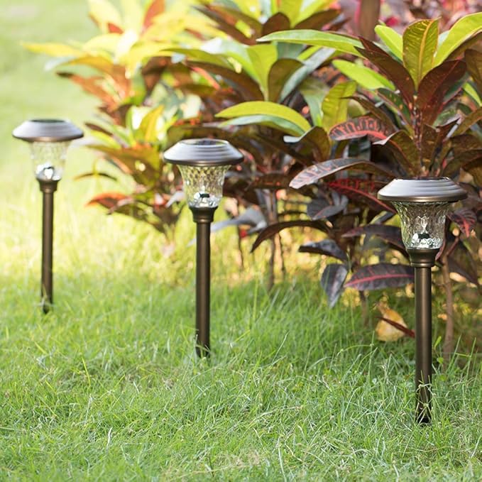 BEAU JARDIN 8 Pack Solar Pathway Lights Black 8 Pack Solar Pathway Lights Brown