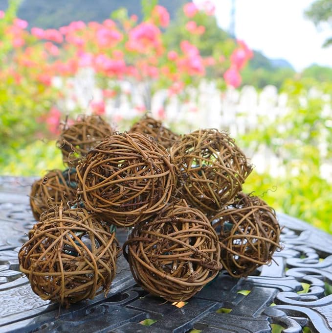 ACRAFT Handmade Dark Brown Rattan Ball String Lights Plug in Fairy Lights for Indoor Outdoor Patio Garden Balcony | Lumora
