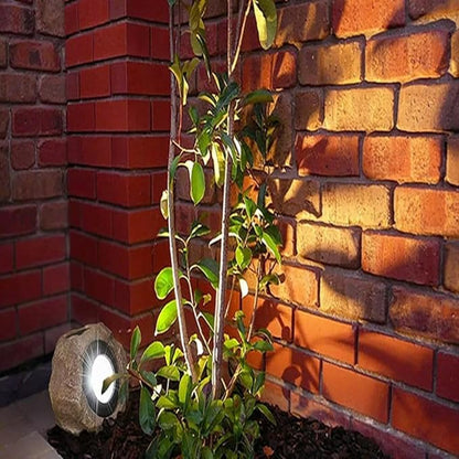 Solar Rock Lights Outdoor, IP65 Waterproof Solar Landscape Spotlights with Auto On Off, Stone Look Garden Lights for Yard, Pathway, Lawn, Patio and Outdoor Decor