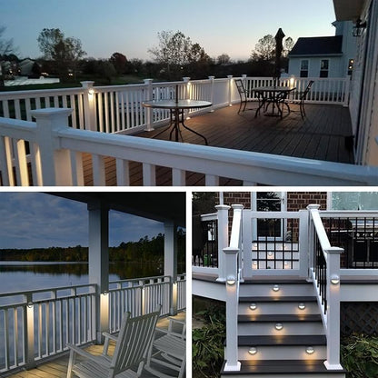 GKOLED Landscape Deck Light, Low Voltage 12V AC/DC Outdoor Patio Lighting, LED 2W Step Light, Die-Casting Aluminium with Glossy White Powder Coated Finish, 3000K, 6 Pack
