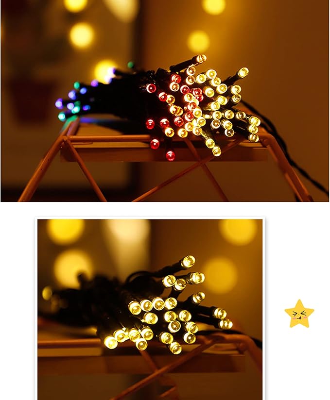 Solar String Lights Outdoor Lights led Small lamp Beads Warm White 8 Functions Colorful Colors Outdoor Engineering Lantern Christmas Garden Decoration