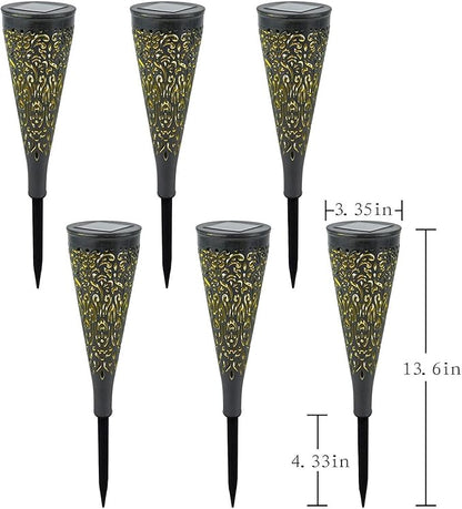 6 Pack Solar Lights Outdoor Garden Decorative Solar Garden Lights with Warm Light Waterproof Solar Pathway Landscape Lights for Path Patio Backyard Walkway Yard Lawn Decor (Black, 6Pcs)