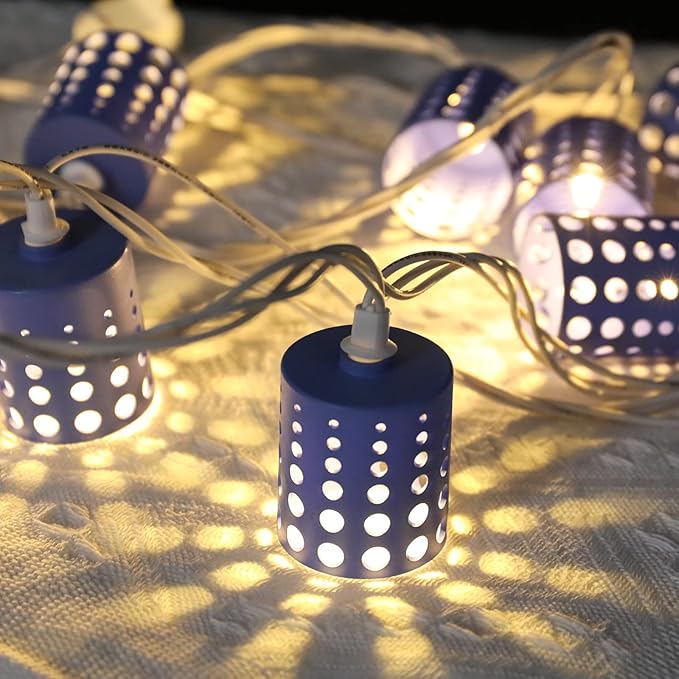 Vigdur 10FT Lantern String Lights - Hollow-Out Style Indoor String Lights Connectable Waterproof Indoor Outdoor Patio Lights for Garden Party Bedroom Christmas Decor