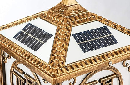 Lights Outdoor IP65 Waterproof Rainproof Outdoor Solar Energy Pillar Post Light Metal Solar Column Lamp Fixture Retro Vintage Villa Garden Lantern E27 Edison Bronze Lawn Street Gate Lamp Lighting Stad