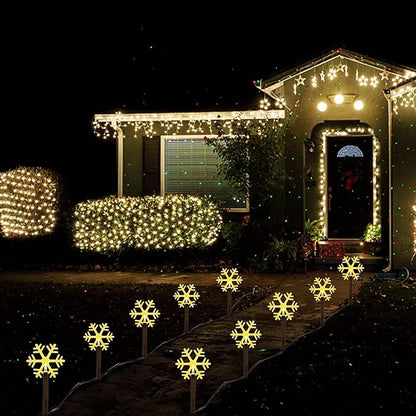 Christmas Solar Pathway Lights, Solar Snowflake Lights with Stake Landscape Outdoor Waterproof Christmas Decorations for Garden Yard Lawn Patio Walkway, 5 Pack