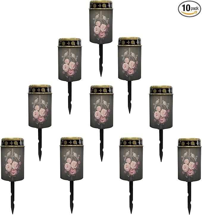 Solar Flameless Lights Outdoor Solar Lights Waterproof Solar Powered Fairy Lights for Outside Solar Cross for Cemetery Landscape Lighting Pathway Lights Lantern Solar Walkway Lights Outdoor