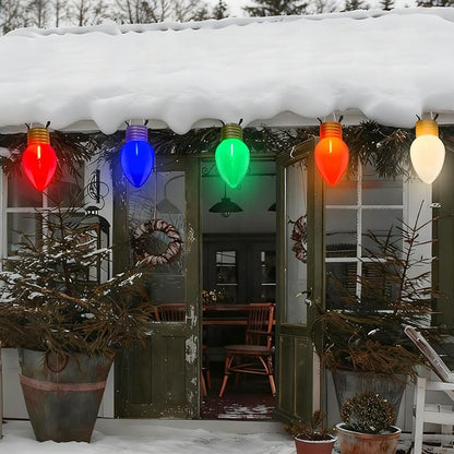 SUNSGNE Jumbo Christmas Lights, 16FT Large Christmas Lights with 10 Count 5'' LED Giant Multicolor Bulbs, C7 Big Bulb Vintage Christmas Light for Holiday Home Tree Roof Yard Garden Decor, Green Wire