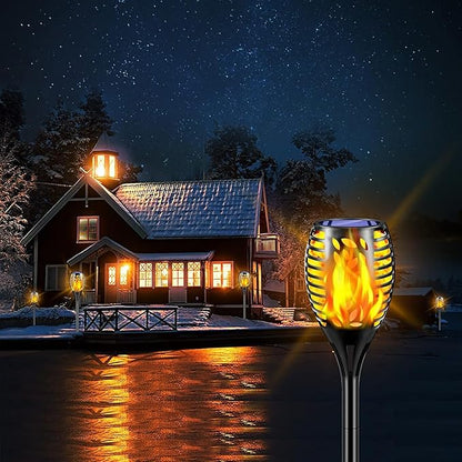 TomCare 6 Pack Outdoor Flickering Flames Torch Decorative Garden Lights Solar Powered Waterproof Lighting for Garden Patio Yard Landscape