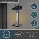 VAXCEL Kinzie Outdoor Porch Light, 7" W x 19" H Black Outdoor Lantern, Modern Dusk to Dawn Wall Light for Porch | Lumora