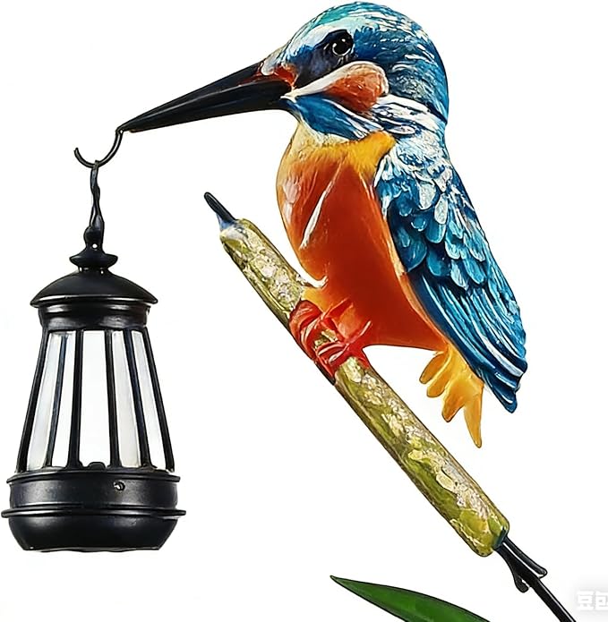 Solar Statues Outdoor Waterproof - Kingfisher Solar Light Figurine,Waterproof Walkway Lantern | for Garden Yard Patio Backyard Porch Lawn Walkway Courtyard Outdoor Landscaping