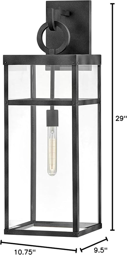 Hinkley Porter Collection One Light Extra Large Outdoor Wall Mount Lantern, Aged Zinc