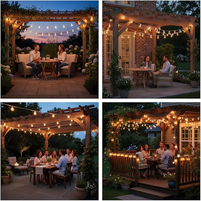 25FT G40 Outdoor String Lights with 27 Globe Clear Bulbs(2 Spare) Patio String Lights Outdoor Waterproof for Party Wedding Garden Commercial Decoration, 5 Watt Bulbs E12 Base- White Wire