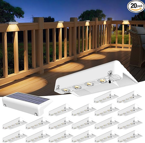 VOLISUN Solar Deck Lights 20 Pack, Warm White Glow LED Large Size Lamp, IP65 Waterproof Step Lights Outdoor for | Lumora
